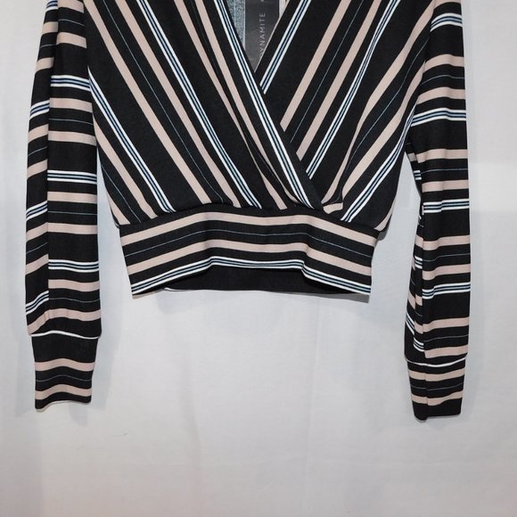 Dynamite Womens XS Striped Wrap Long Sleeve Shirt - Picture 4 of 8